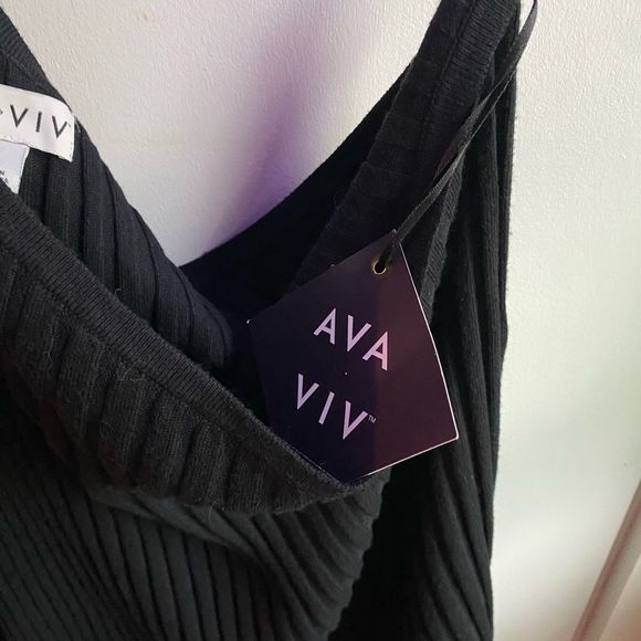 Ava & VIV 4X One Shoulder black ribbed NWTs - Picture 3 of 3